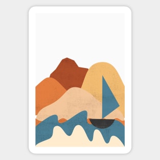 Landscape Art - Mountains Hiking - Sunset Adventure - Blue Lagoon - Seaside Art - Sunrise Mountains Sticker